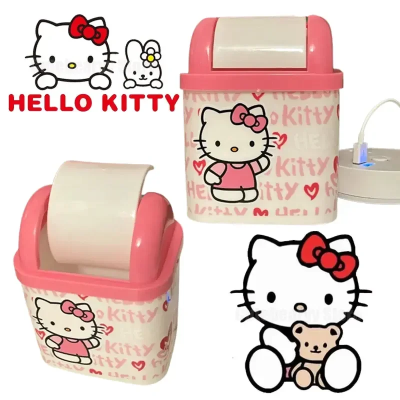 Hello Kitty Desktop Bin Trash Can Tube s krycím spálňou Kôš plech