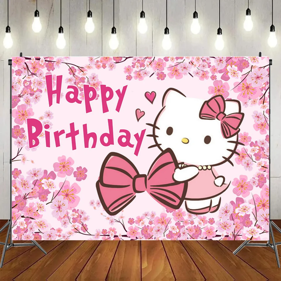 Hello Kitty Kaddrop Narodeninová oslava dekorácie Fotografie pre dievčatá Dieťa prvé narodeniny Party Dodávky concin dekor
