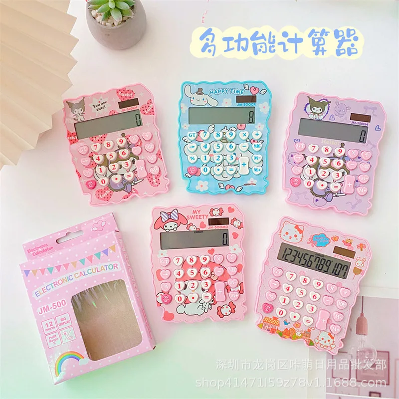 Hello Kitty Kawaii My Melody Kuromi Solárna kalkulačka Študent anime dievčenské srdiečko výrobky veľkoobchod