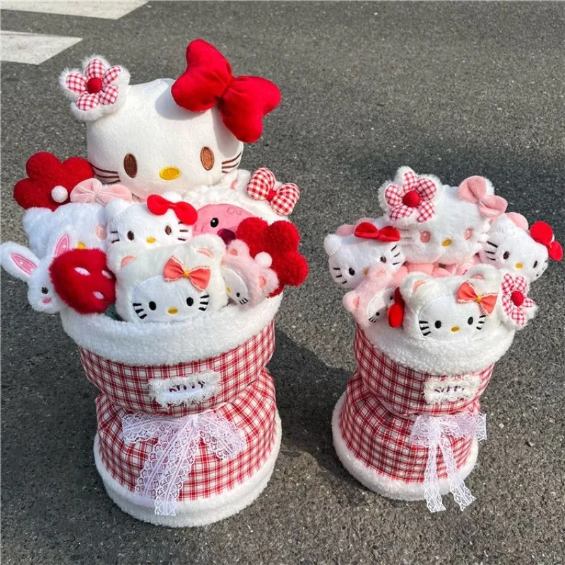 Hello Kitty Kawaii plyšová bábika kytica dievčenské dievčatko roztomilé Sanrios narodeniny promócie Vianoce Valentín
