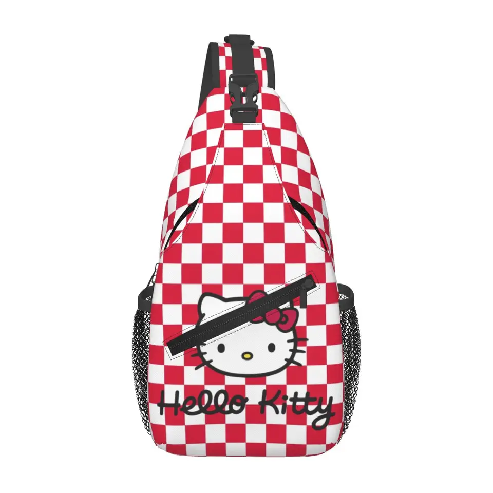Hello Kitty Logo Sling Crossbody Batoh pre ženy Men Vodotesné Raveling Kitty White Daypack Print rameno batoh