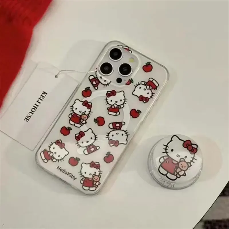 Hello Kitty Magnetic Bracket Case Case pre Samsung Galaxy S24 Ultra S22 Plus S23 Fe Z Flip 5 4 3 Tvrdý kryt