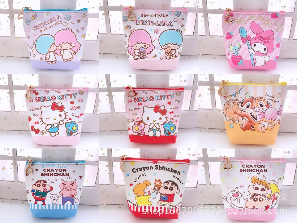 Hello Kitty New Cartoon Coin Coin Creative Malé peňaženky Veľkoobchodné kabelky Pink My Melody Bags Keychain Keychain Kawaii peňaženky Kid Kid