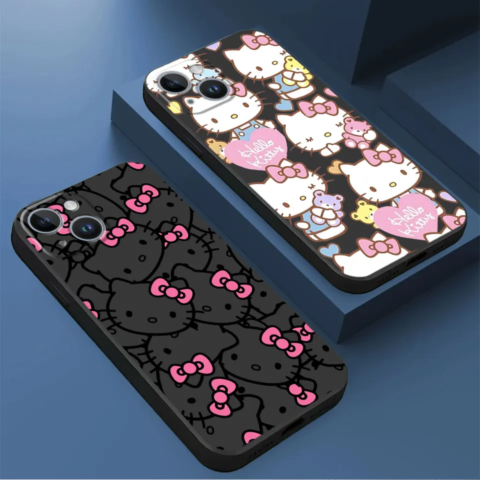 Hello Kitty Pase Pase pre Apple iPhone 13 Pro 14 XR 15 Pro Max xs x 12 Mini 8 plus SE 11 13Mini TPU Soft Cover Luxury Capa