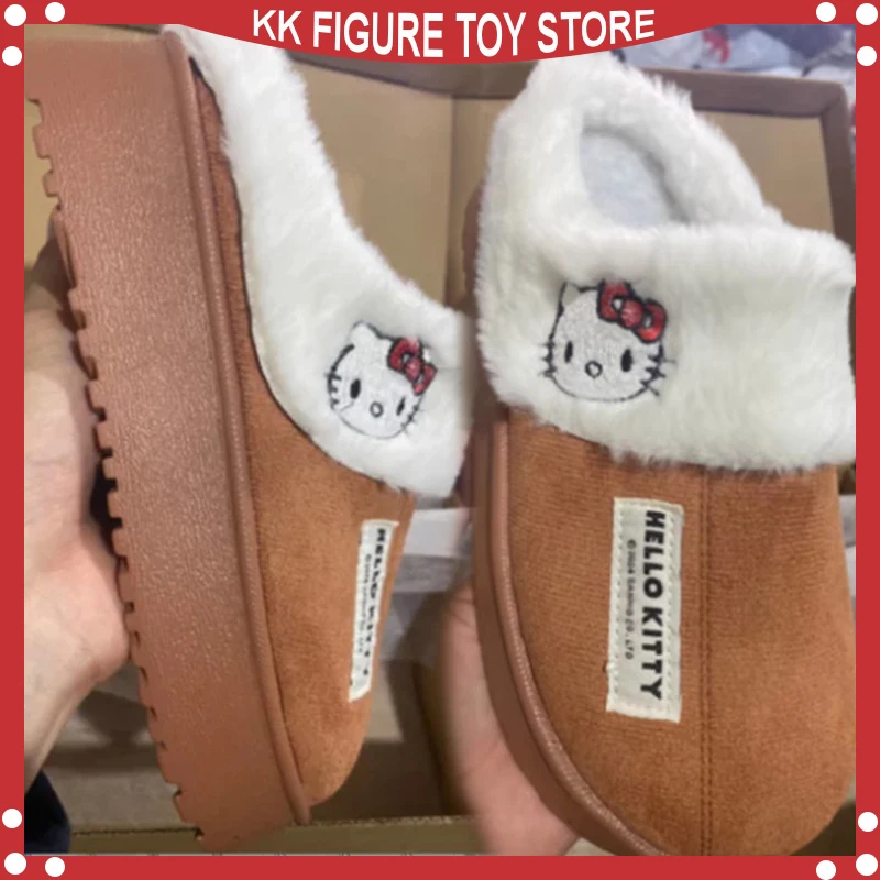 Hello Kitty plyšové klzká sanrio anime y2k dámske bavlna Coent Slipper roztomilé teplé domáce topánky kawaii vonku husté solované topánky dievčatá