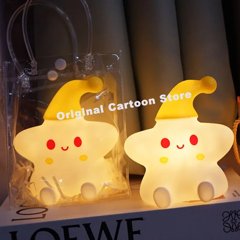 Hello Kitty Sanrio Kuromi Cartoon Hat Star Night Light Dieťa Glow Toy Soft Doll Doll Cute Room Ambient Light Darček