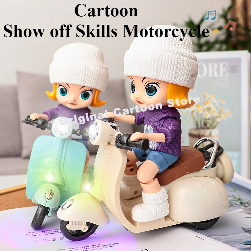 Hello Kitty Sanrio Kuromi Cartoon motocykel hračky rotute malá ovca hojdačka Elektrický škrečok Motocykel Model detský darček