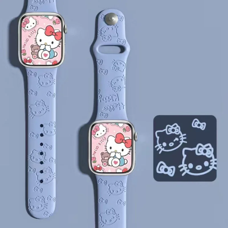 Hello Kitty Series Apple Watch Egraved Cartoon Tlač jablkových silikónových náhradných pásiem Horúca z inventára poličky karikatúra roztomilá
