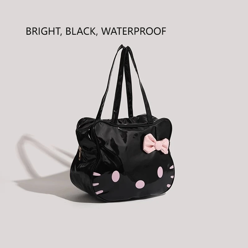 Hello Kitty Water Proof Y2K Bag Veľká kapacita módna lesklá taška s lukom pre ženy