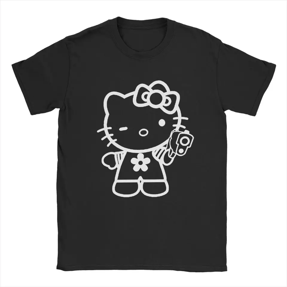 Hello Kitty zúfalé Nerd okuliare tričká pre mužov Novinka Pure Cotton Tees posádka krk s krátkym rukávom harajuku všestranná tričko