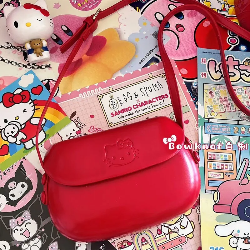 Hello Kitty červené kabelky Crossbody Sanrio Crossbody Bags for Women Anime všestranný mobilný taška na mobilný telefón Darček Jednoduché ramenné tašky