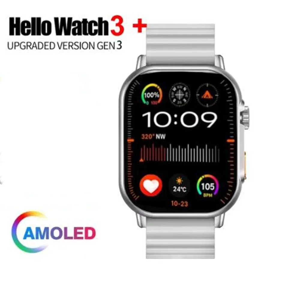 Hello Watch 3 Plus Smart Watch 2,04 palca 1 GB ROM AMOLED Men Smartwatch Wireless nabíjanie Bluetooth Call Local Music Photo album