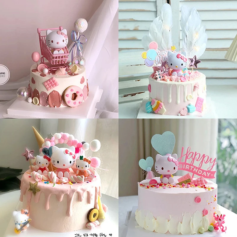 Hellokitty Kawaii Cartoon Cake zdobenie ozdoba Anime postava narodeniny Topper Fruit Cake Ozdoby darček na pečenie
