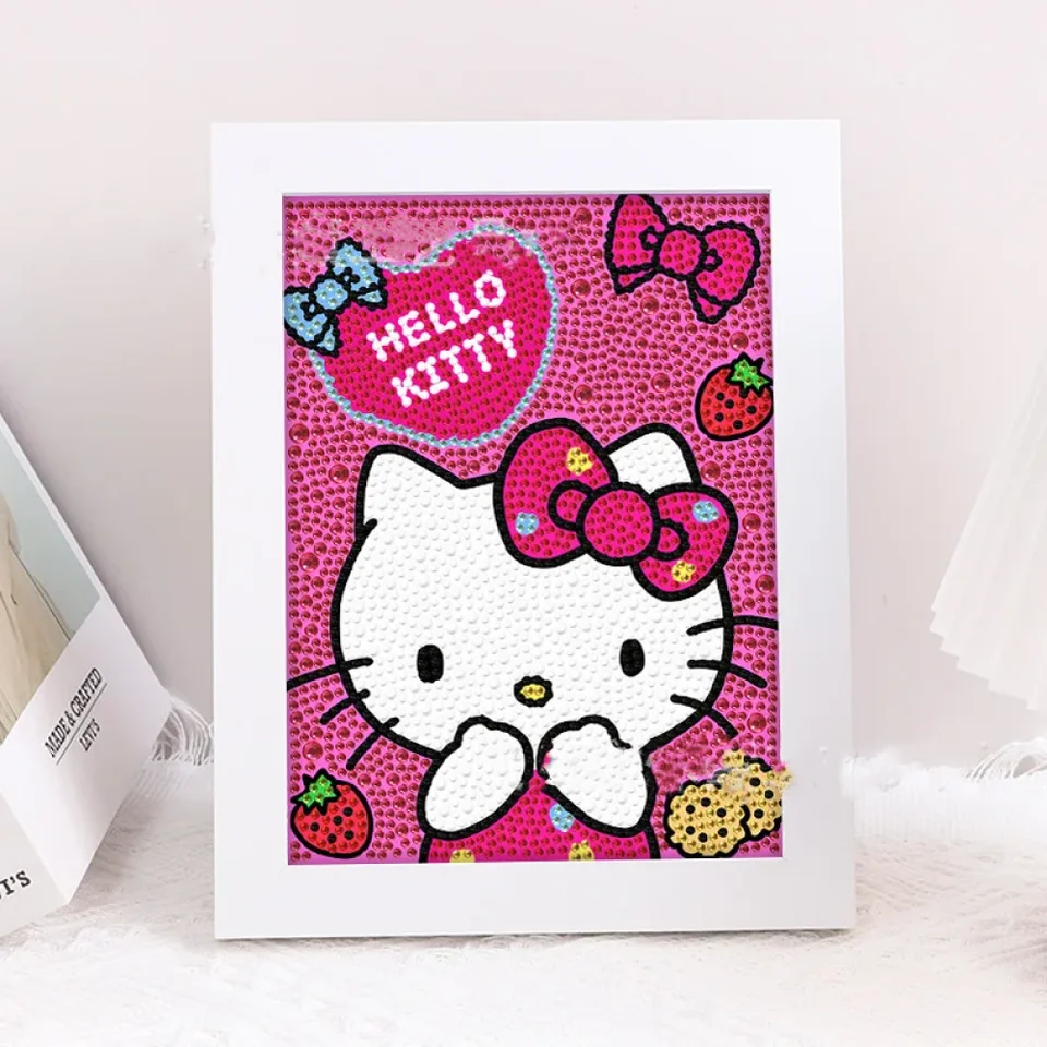 Hellokitty ručne vyrábané DIY zarámované diamantové maľovanie mačiatko plné diamantové deti krištáľové jasné diamantové umelecké dielo
