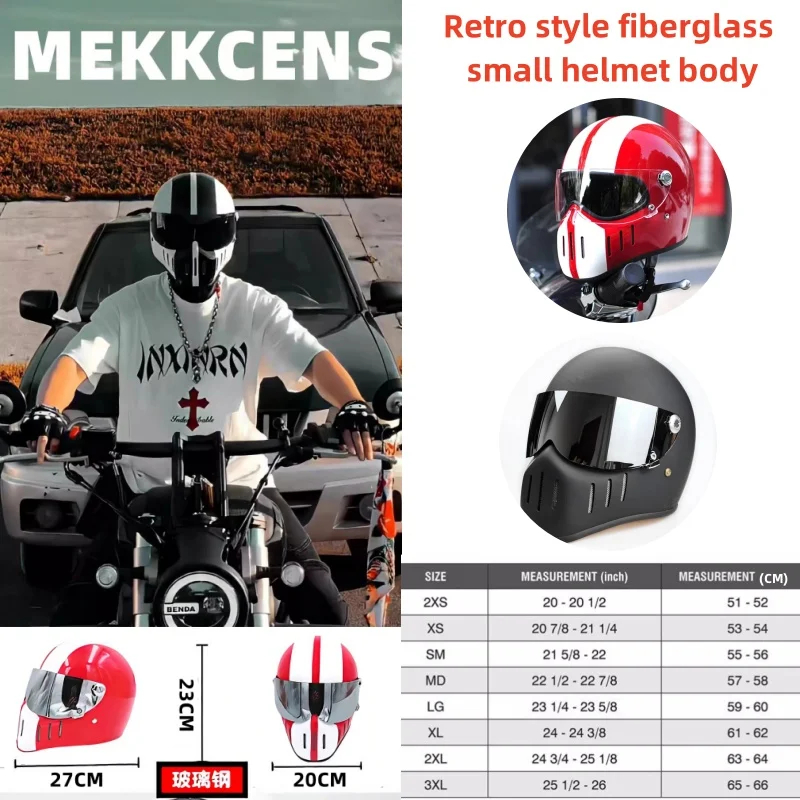 Helma na motocykle s ťažkým motorom preteká plná tvár malá prilba na hlavu nemecká cyklistická retro výletná prilba vyrobená z materiálu zo sklenených vlákien