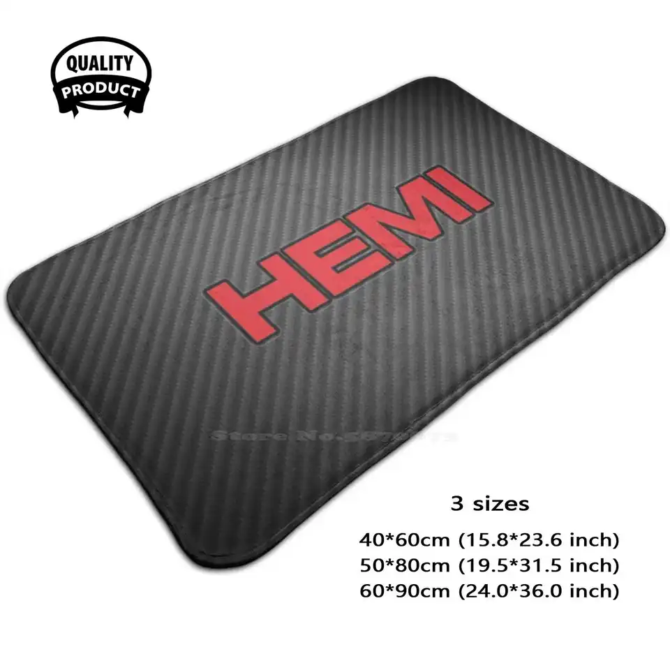 Hemi uhlíkové vlákno mäkké vankúšové vozidlo Domov koberce Dvere Mat Ram Truck vyzdvihnutie symbolu symbola hemmi mopar logo insígnie logo Awd evyduty