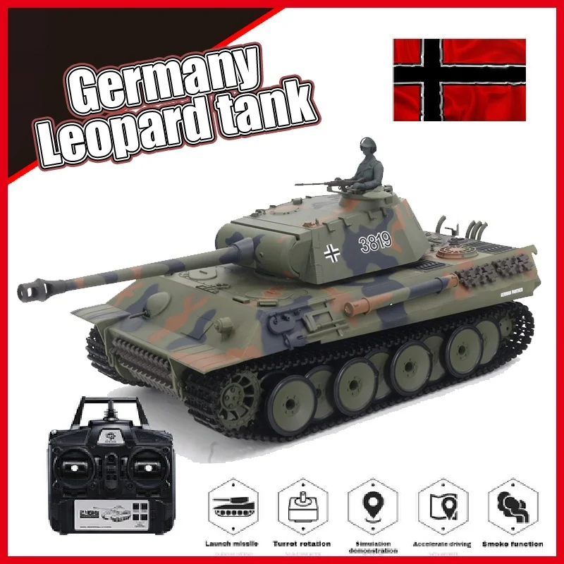 Henglong 3819-1 RC Veľký nemecký leopardový diaľkový tank pre bitku 1:16 Simulačná stupnica Podporuje BB Bullet Battle Tank Tank