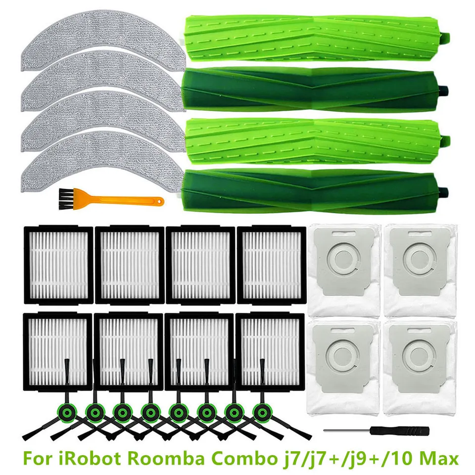 HEPA Filter Hlavné bočné kefy Dust Bag Mop handrička pre IROBOT ROOMBA COMBO J7/J7+/J9+/10 Max.