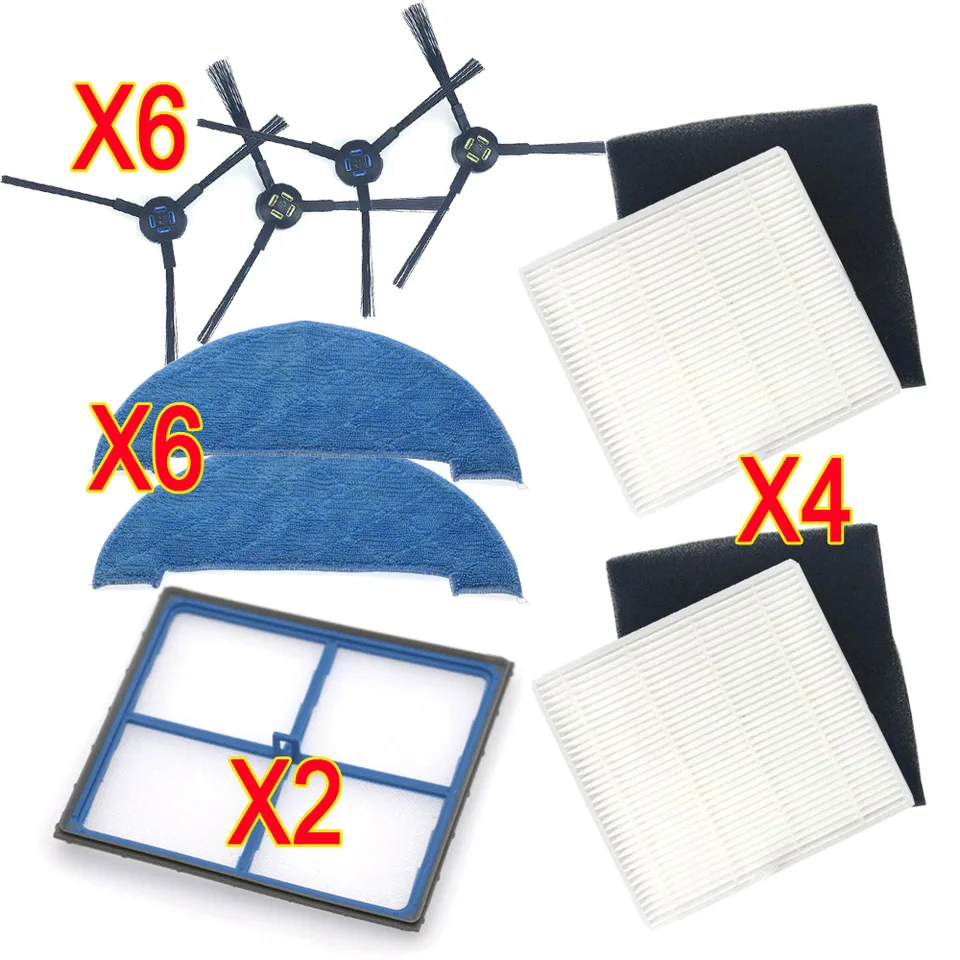HEPA Filter Side Brush Mop Pad Primárny filter pre ILIfe V8 V8S X750 X800 X785 V80 VACUAM CELICCE STADY ČASŤ