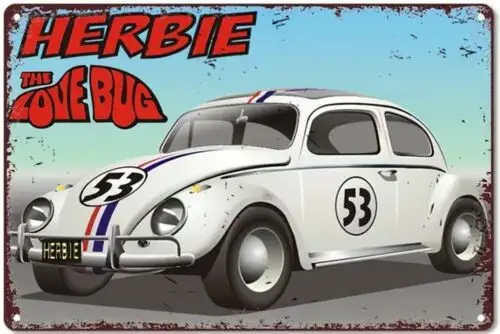 Herbie The Love Bug Vintage Novinka kovová značka 12 
