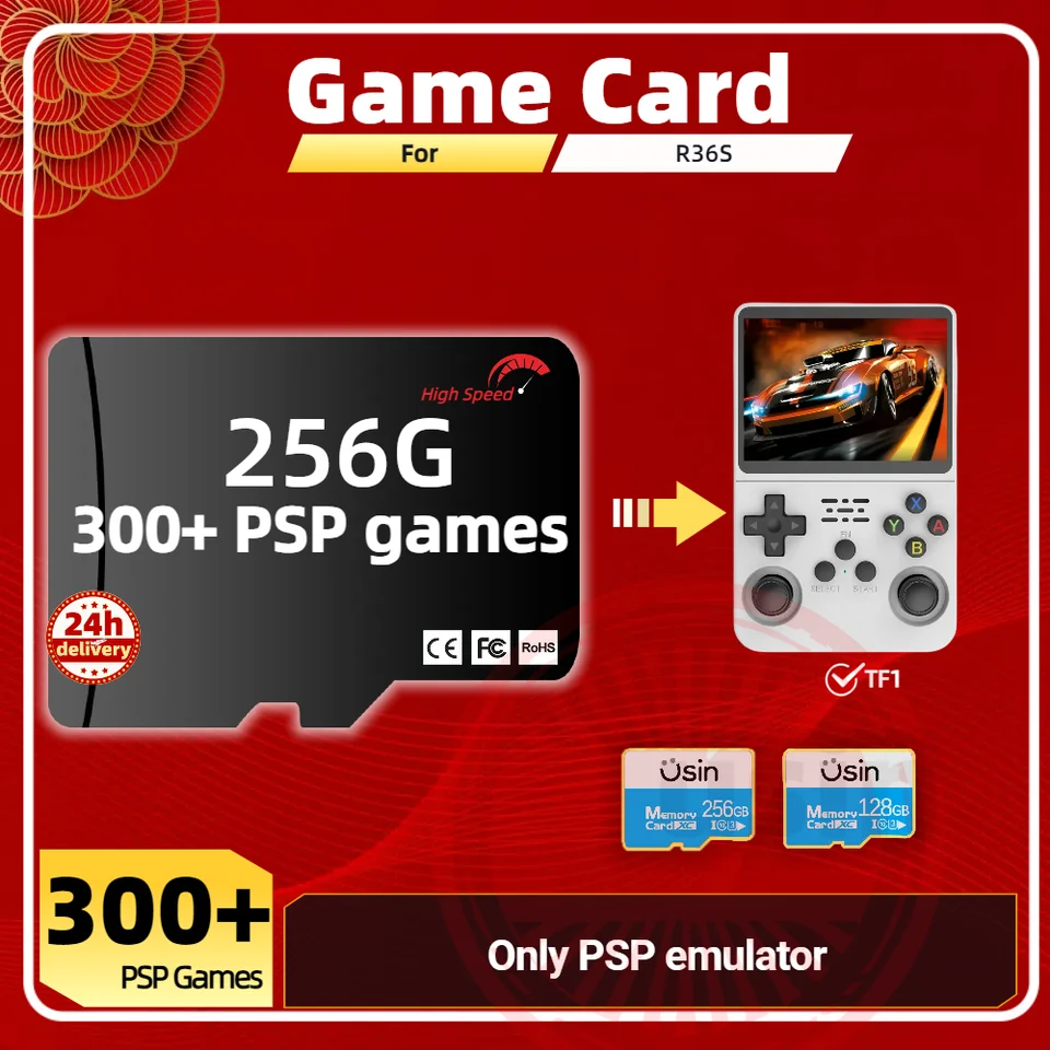 Herná karta PSP PS1 pre R36S Pamäť TF Plug & Play Preinštalovanie retro hier SD prenosné vrecká s vysokou rýchlosťou 1TB 512G