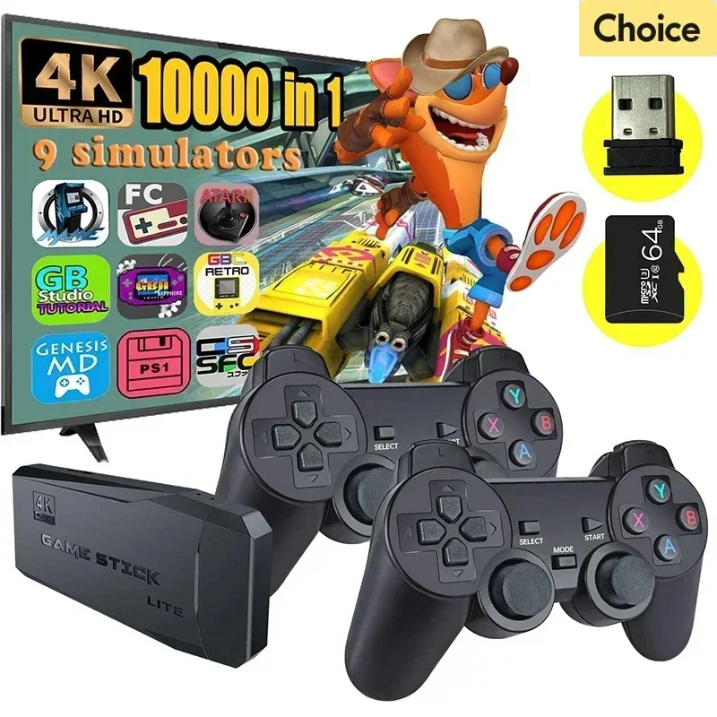 Herná konzola M8 Vstavaná 20000 + 64 GB bezdrôtový ovládač s dvoma osobami 2.4G Stick 4K HD PS1 GBA Video Detský vianočný darček