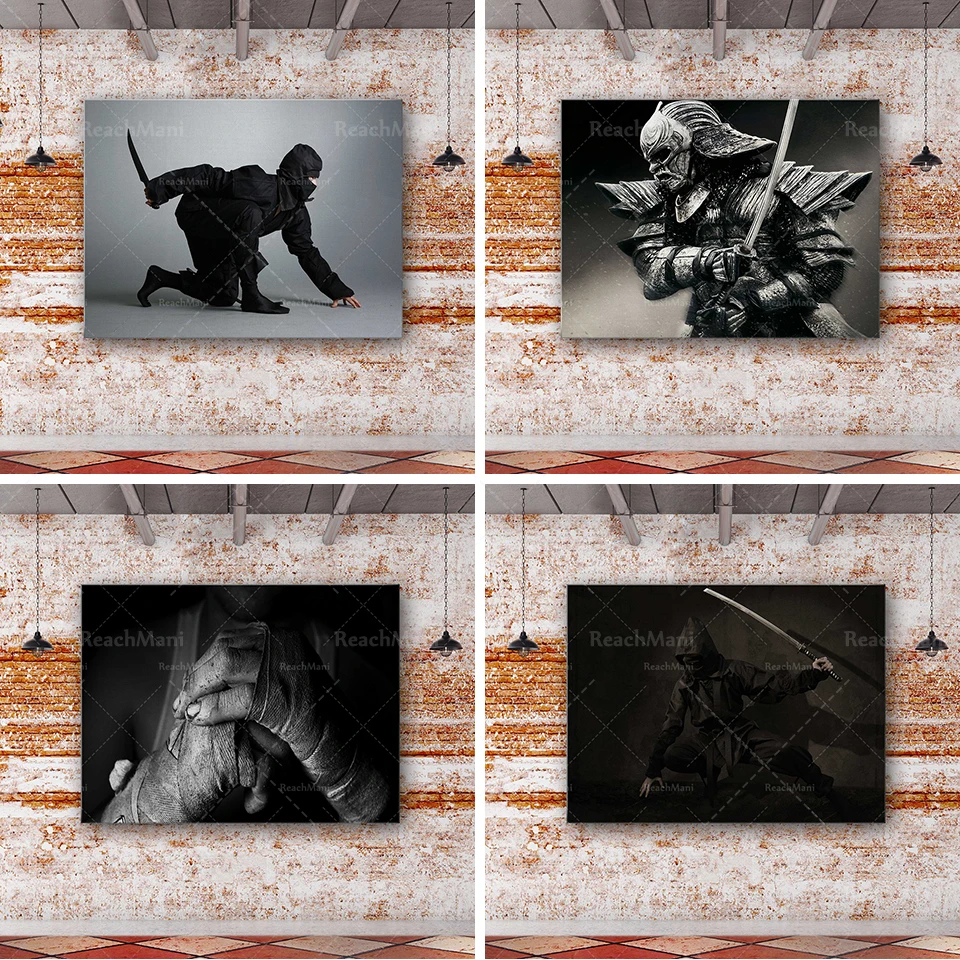 Herná miestnosť nástenné umenie plátno Boxer's Black -Biely Art Canvas plagát, plagát Soldier Soldier Art Canvas, Wall Art Decotion