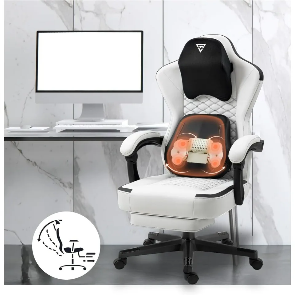 Herná stolička, vyhrievaná masážna bedrová podpora, ergonomické herné stoličky pre ťažkých ľudí pre dospelých, počítačové stoličky s opätovnou firmou, stolička