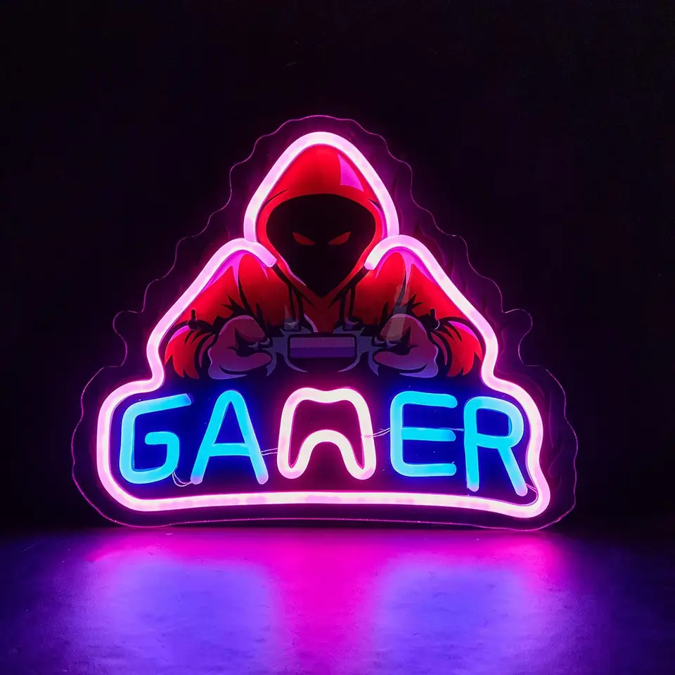 Herné neónové značky LED Neon Light Sign Svett Up Neon Signs pre chlapcov dekorácie, stenu dekorácie, Gamer Gifts for Teens, Kids