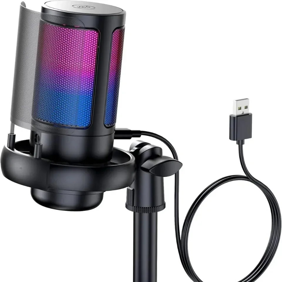 Herný mikrofón USB pre podcast streaming RGB indikátor rýchleho mlžového nárazu gombík gombík kompatibilný s PS4 PS5 PC