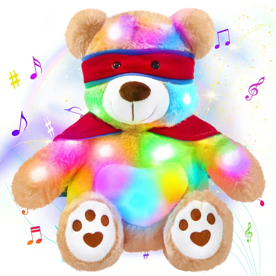Hero Bear Hračky plnené zvieracie plyšové hračky karikatúry Charakter hudobné LED LED LOUND Bear Dolls Darček pre deti chlapci dievčatá Domáce dekorácie