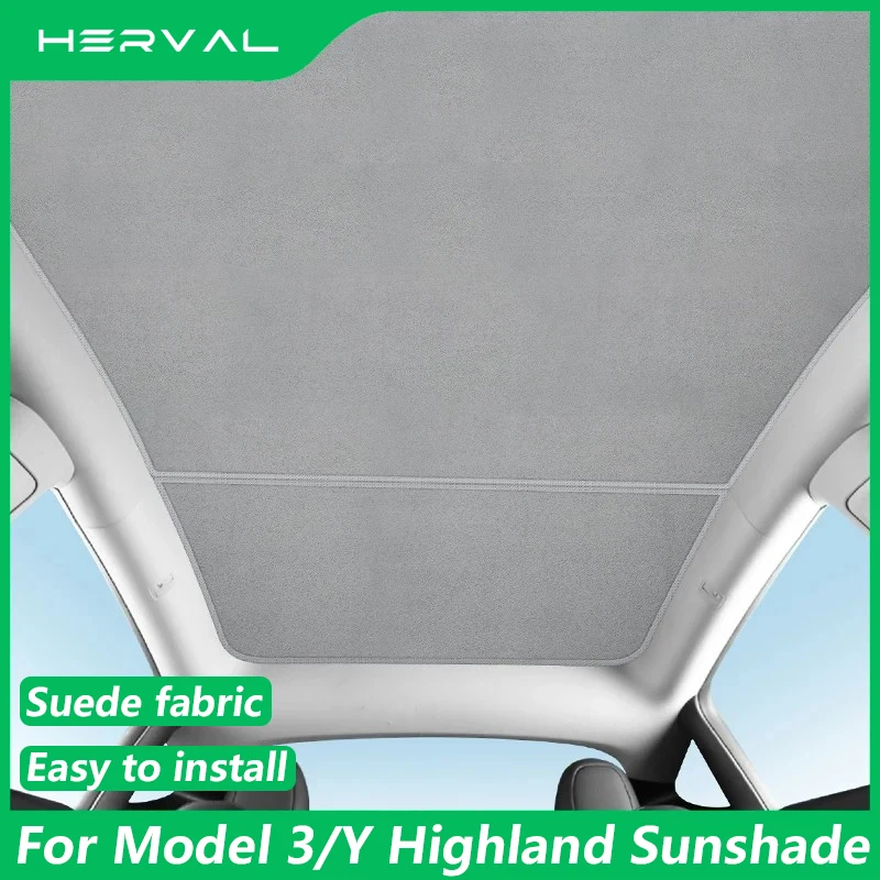 Herval for Tesla Model Y/3 Highland 2021-2024 Strelové opatrenie Sunshade UV ochrana Suedový ľadový handričku PREDNÁ ZADNÉ SAMNOOF SUNOF SUNOF