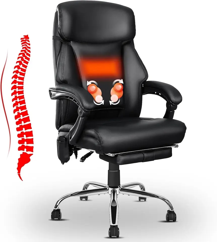 Hesenie masážnej kancelárie výkonnej kancelárie, 3D chrbát Massage Vyhrievané kancelárske kreslo, Kancelária Masáže