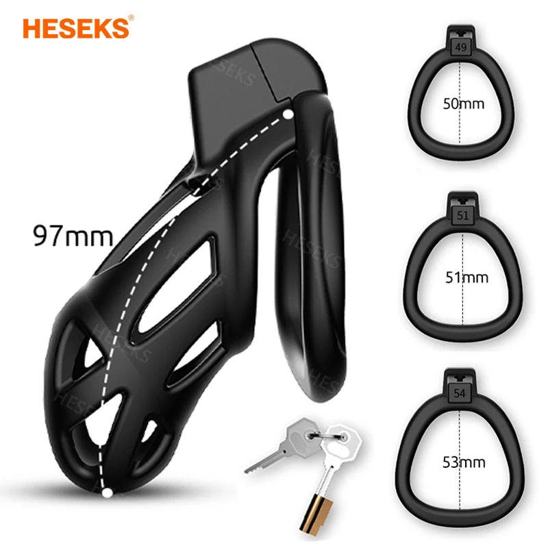 Hesks 3D tlač muža cudnosť klietka sada proti lopte Penis Penis Ring Cock Cage Kit Trainer Sex Hračky Shop