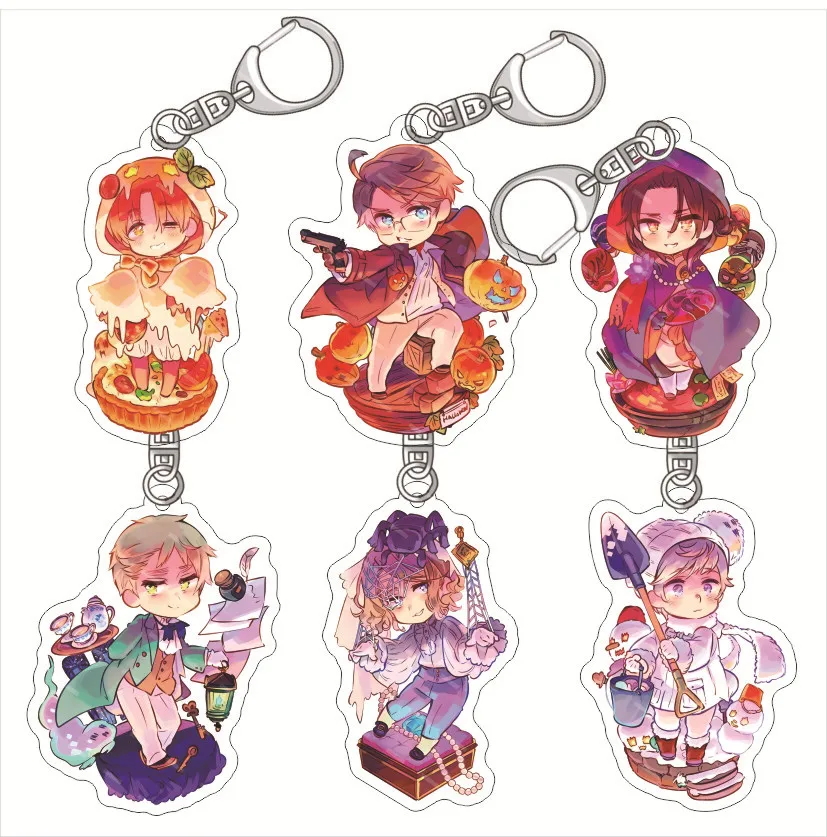 HETALIA KEYCHAIN ​​Akryl Keychain Alfred F Jones Arthur Kirkland Aph Anime Keyring Rusko štáty Spojené kráľovstvo Ozdoby