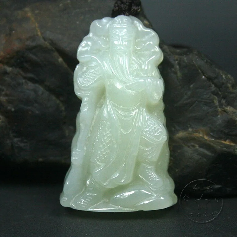 Hetian Qingbai Guan Gong New Wu God of Wealth Jade Pendant Doprava zdarma s certifikátom
