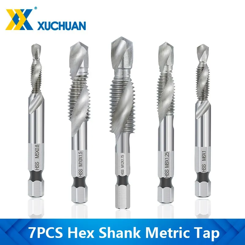 Hex Driem Metric TAP Kombinovaný kohútik a vŕtačka špirálová flauta HSS závitové skrutkovacie závitky MORING MOR M4 M5 M6 M8 M10 M12