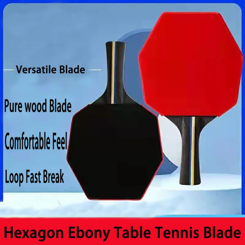 Hexagon ebony stolný tenis nost 7 vrstiev čistých drevených slučiek Rýchle prestávka Pohodlná ping pong raketa s gumou pre vlak hráča