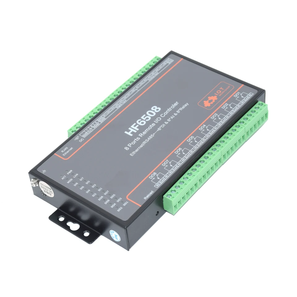 HF6508 8 kanálový port Remote I/O ovládač RS485 Ethernet 8 Port Refle Relay Controller IOT podporuje zariadenie Modbus TCP RTU