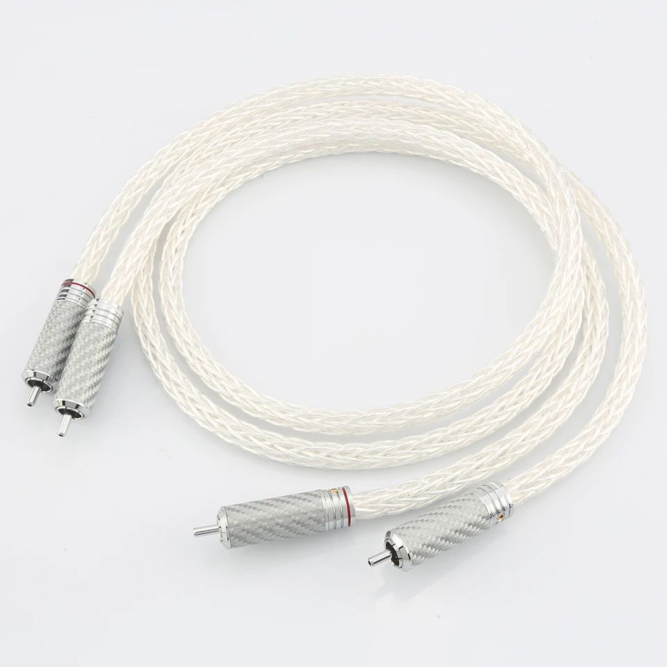 Hi-end 8AG strieborný OCC 16 STRÁNSKÝ AUDIO kábel s uhlíkovými vláknami