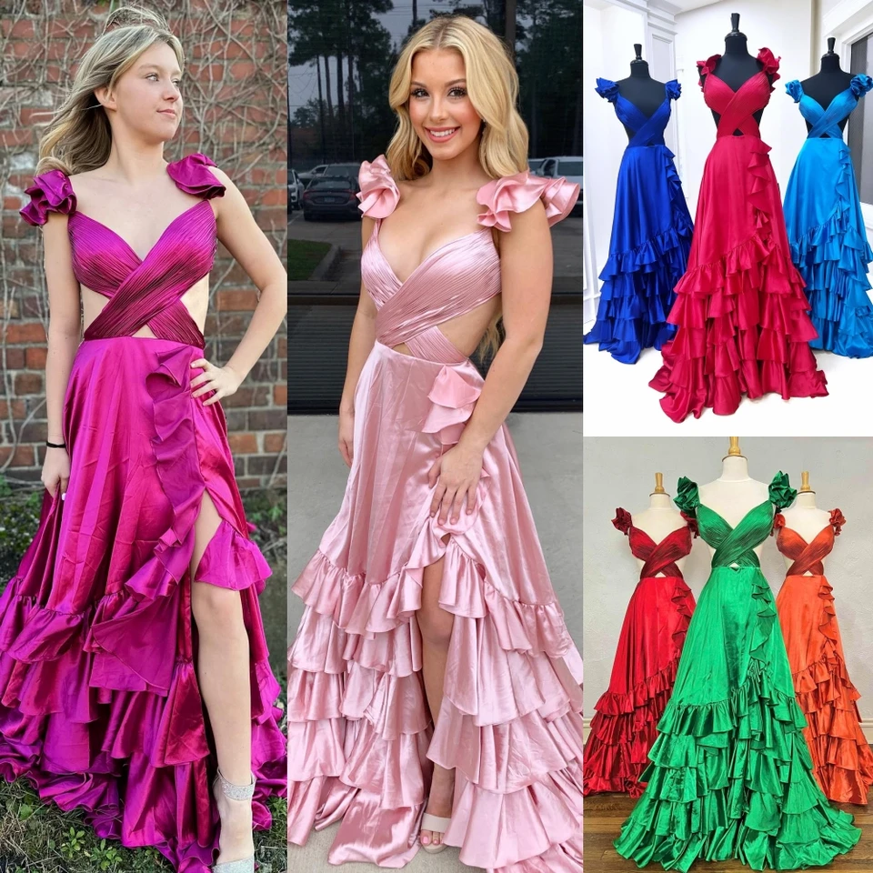 Hi-Lo Ruffle Winter Formal Party Dress 2K24 Preteen Lady sprievod Prom Večerné podujatie Hoco Gala promócie Homecoming šaty Criss Criss
