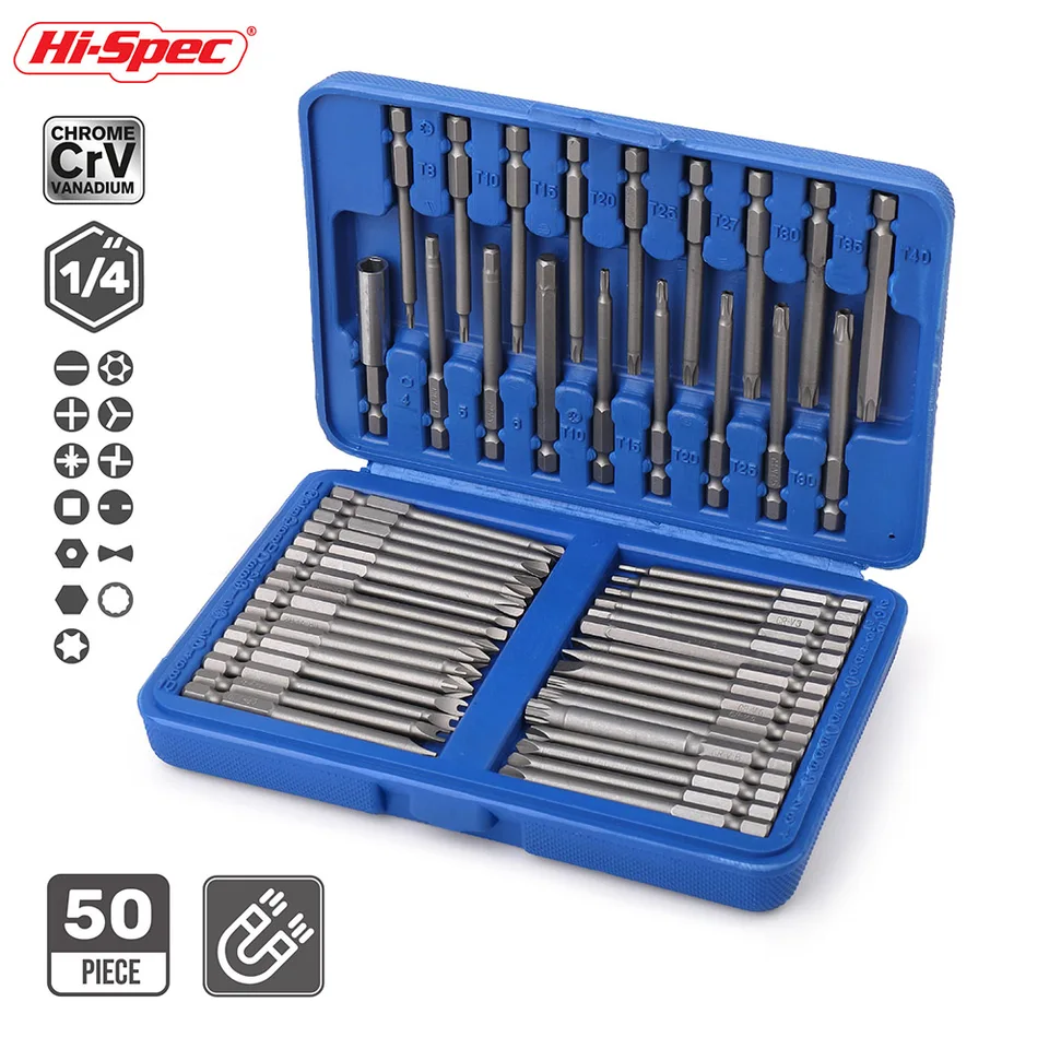 Hi-Spec 50ks bezpečnostné bit bit skrutkovacie bity Hex Hex Allen Wrench Wrench Bits Set Magnetic Tip Torx Star Hex Hex Hex Socket Bits