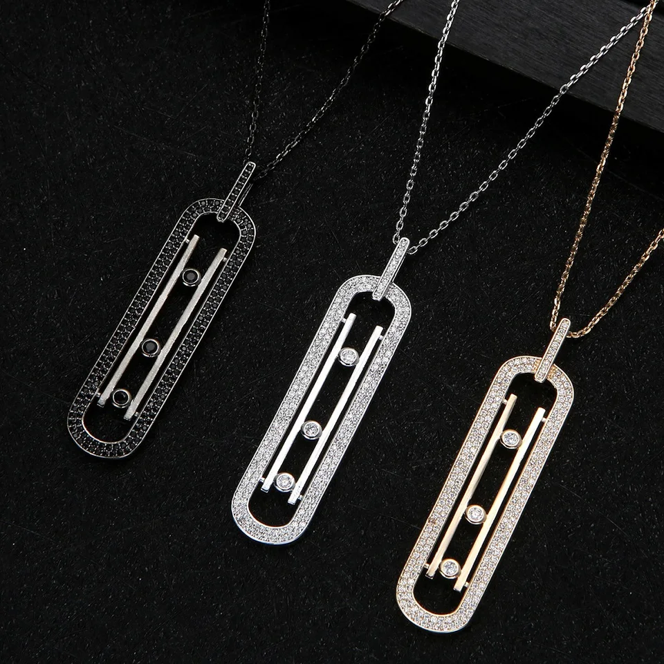 Hibride Geometric AAA Cubic zirkónia plná mikro spevnená dlhá retiazka Prívesok pre ženy pre ženy svadobné módne šperky P82