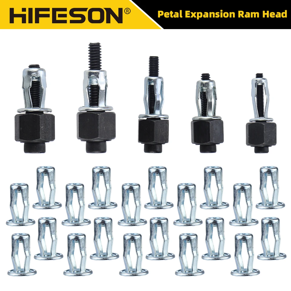 Hifeson Nivet Head Nuts Set 20ks zliatiny rozširovanie Clamp Clamp Nit Nit Lock Lock Jack Nuts Manual Riveter Rivnut pre orech M4 m5 m6 m8