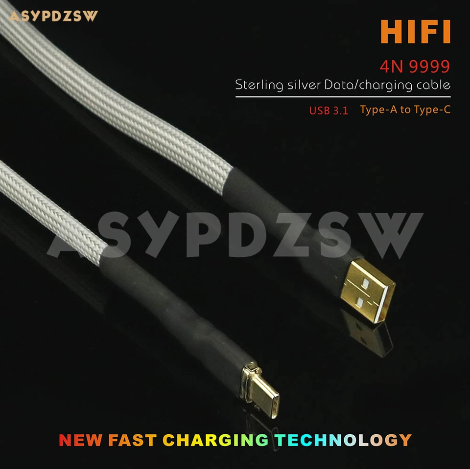 HIFI DIY 4N Sterling Silver Muž USB 3.1 TYP-A A NA TYPE-C DATA/KABELOVANIE KABELOVANIA 70 cm/1,2 m/2m
