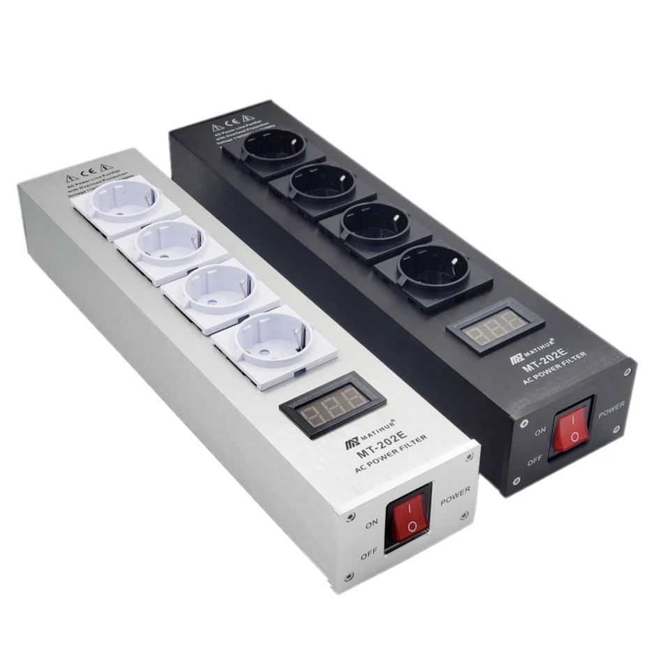Hifi Matihur MT-202E Audio hluk striedavého filtra Filter Power Conditioner Surzation Ochrana Ochrana Surzuru s zásuvkami EÚ Power Strip Strip