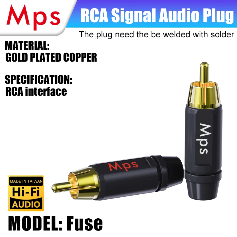 HIFI MPS poistková audio mosadz 24K Zlatá RCA zástrčka lotos pre 8 mm kábel pre CD DVD zosilňovač DAC zástrčka DAC