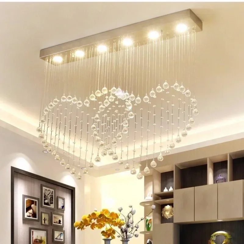 *High-end Crystal Heart Led Led Moderná minimalistická reštaurácia/obývacia izba spálňa dvojitý luster v tvare srdca