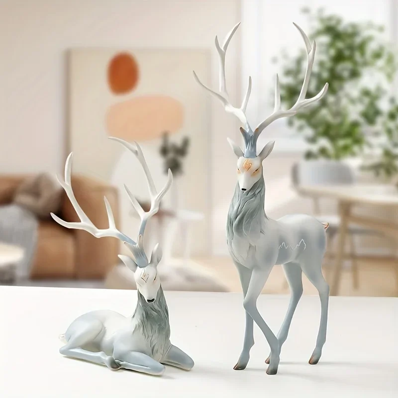 High -end Deer Socha Reindeer Figurins Figuríny živice pre obývaciu izbu luxusná domáca dekorácia Nordické stolové ozdoby nové nové