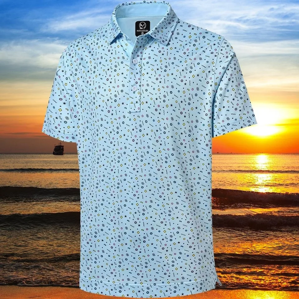 High -end Men Golf Polo košeľa s krátkym rukávom vlhkosť módne módne pánske neformálne módne pólo Top Cool Športové oblečenie